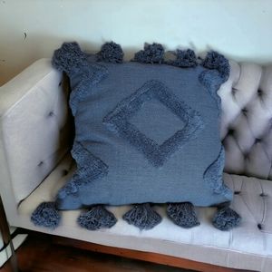 Magaschoni Blue textured decorative pillow.
